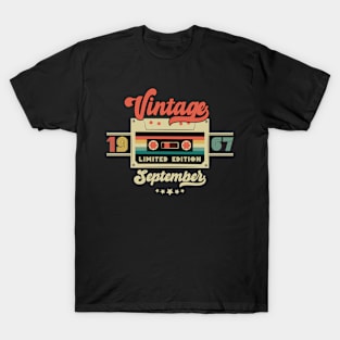 Vintage September 1967 Music Cassette - Limited Edition - 55 Years Old Birthday Gifts T-Shirt